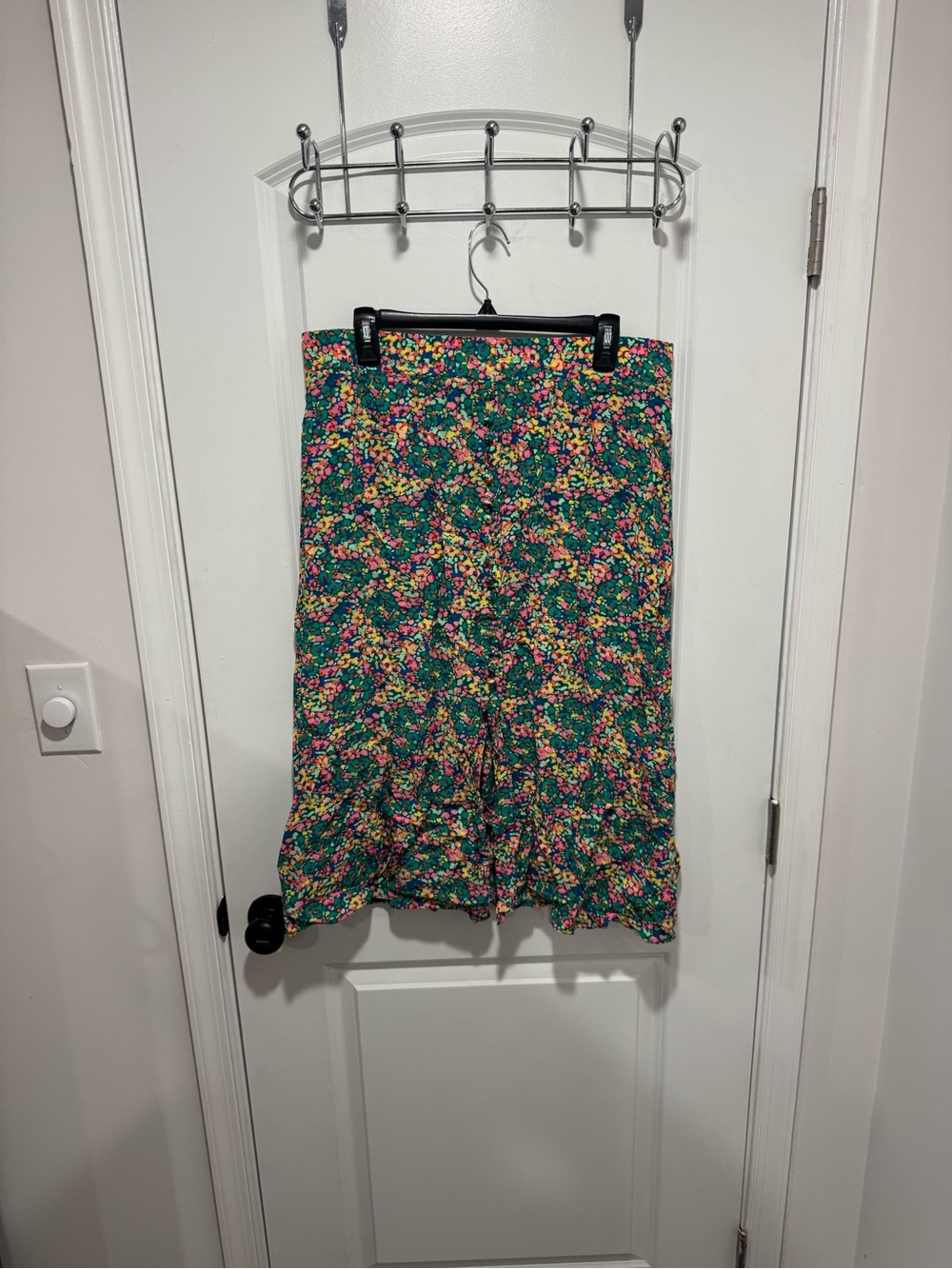 LOFT Green Floral Maxi Skirt with Ruffle Hem